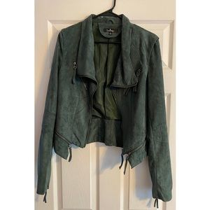 Lulus Emerald Green Suede Moto Jacket